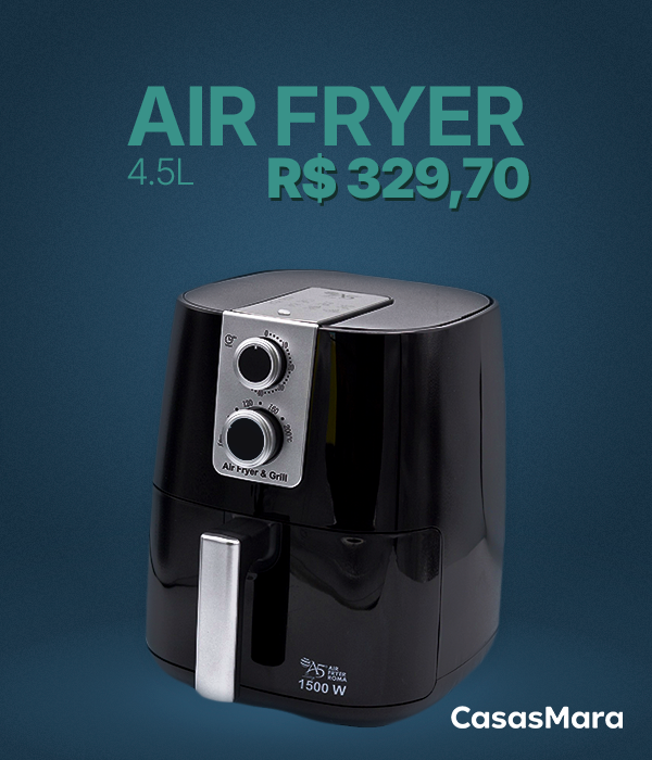 Airfryer 4,5L Fritadeira Sem Óleo Antiaderente Roma Preta 220V