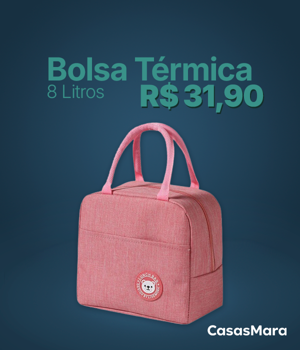 Bolsa Térmica Estilo Europeu com Isolamento de Papel Alumínio - Rosa