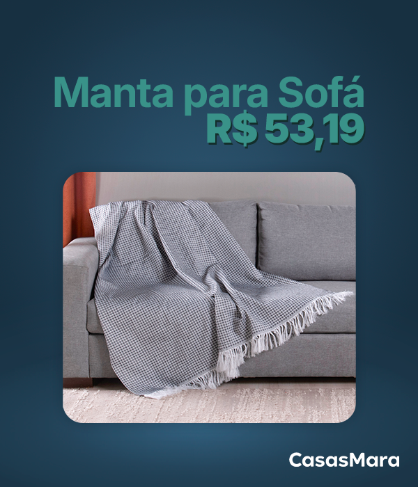 Manta Para Sofá Com Franja Grid 1 Peça 2,10m x 1,35m 60% Algodão / 40% Poliéster Tecido Jacquard