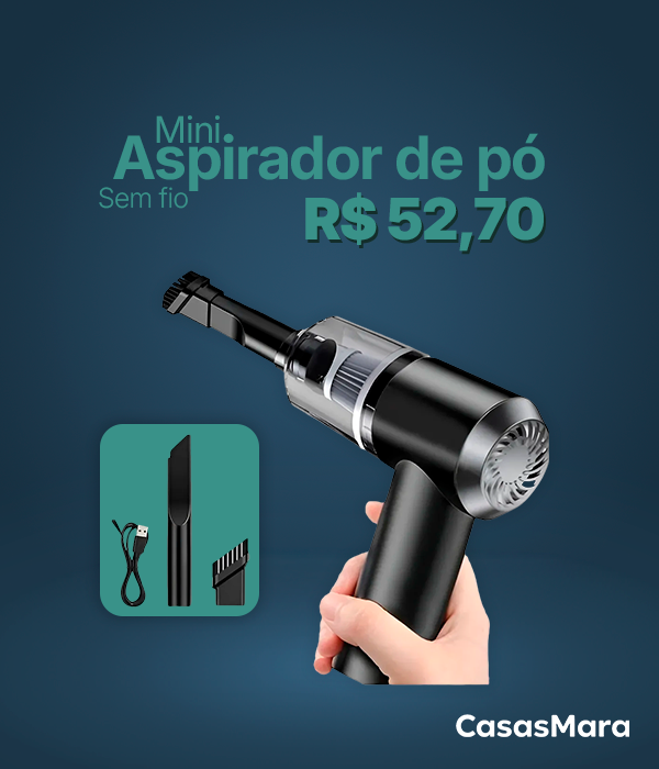 Mini Aspirador De Po Sem Fio Portatil Limpa Tudo Casa Carro Vacuo Cor:Branco