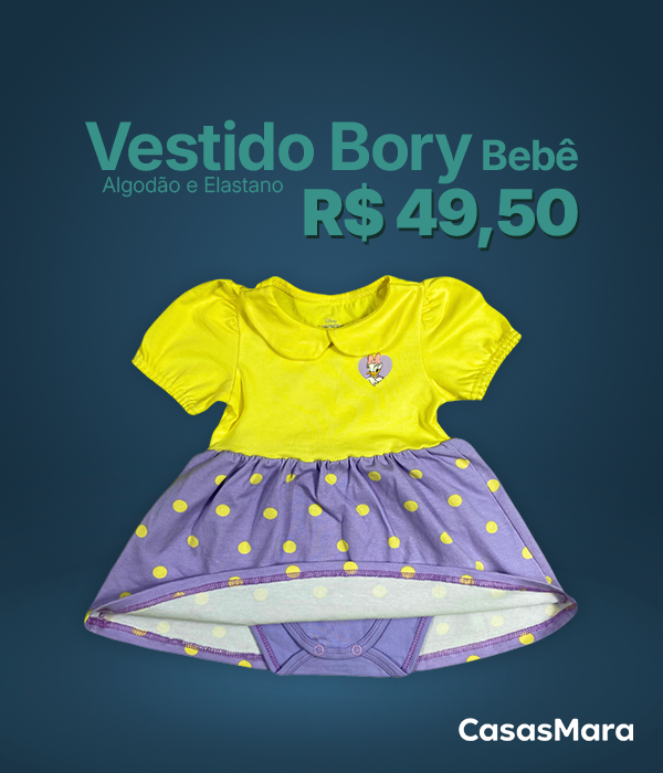 Vestido Bory Bebê Minnie Disney Malwee - algodão e elastano.